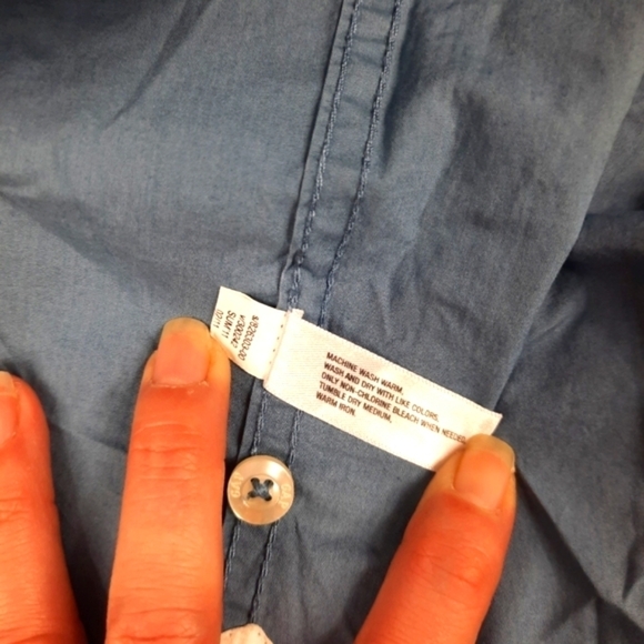 NWT Gap Kids Button‎ Down Bumper Car Captain Patch Shirt Grayish Blue XXL Boys - Picture 6 of 7